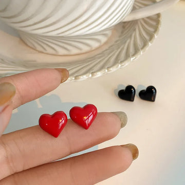 DAIIIBABYYY  -  Punk Personality Black Love Heart Stud Earrings for Women Retro Fashion Hip Hop Rock Party Jewelry Accessories Gifts Wholesale
